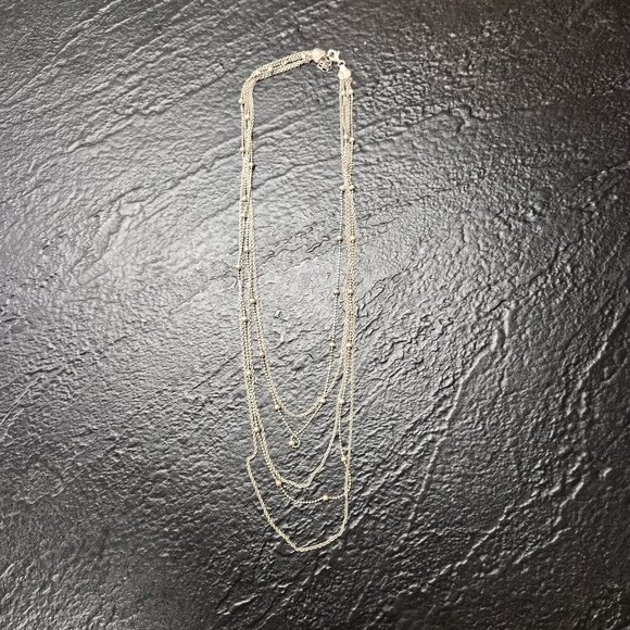 Sterling Silver 5 Layer Necklace Italian 925 BSI Multi Strand Adjustable Chain - Picture 2 of 6